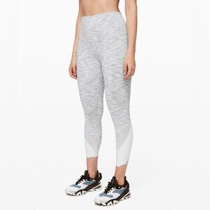 Lululemon Wunder Under Scalloped Hem High Rise Gray White L